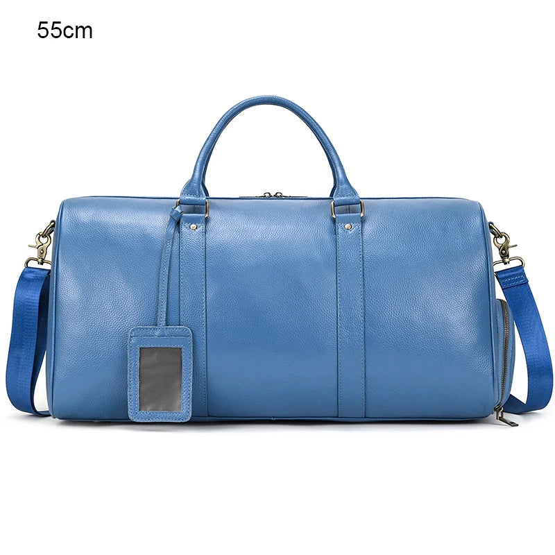 Vintage Leather Travel Duffle – 100% Cowhide | Sac de Voyage en Cuir Véritable