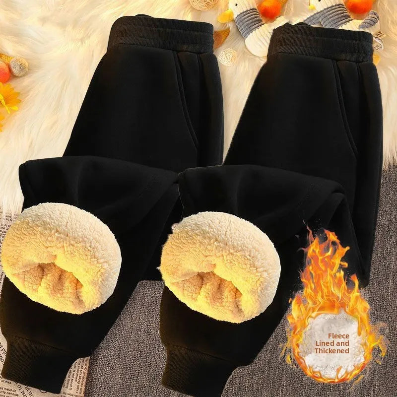 Thickened Lamb Velvet Winter Pants - Fleece Lined Windproof Trousers