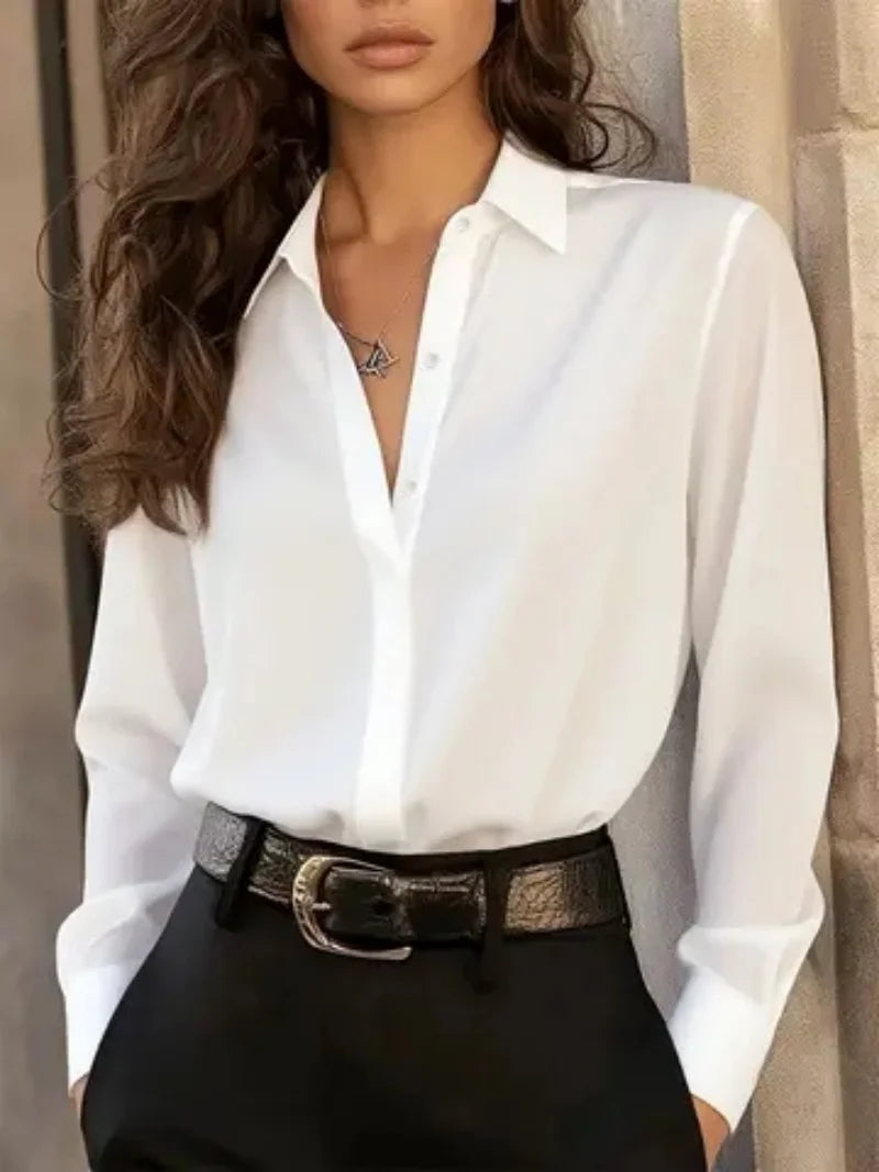 Button-Down Long-Sleeve Blouse | OWNLUXE