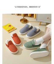 Evshine Winter Fur Plush Slippers – Soft Sole Home Shoes