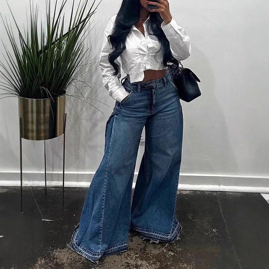 Wide Leg Flare Jeans – Spliced Denim Street