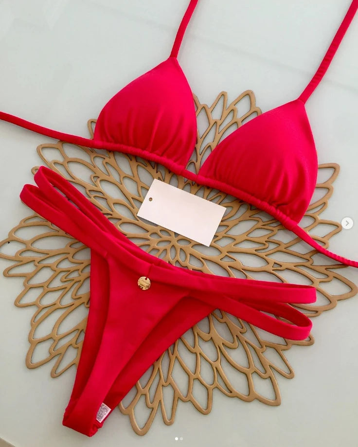Leopard Print Printed Thong Bikini Set | OWNLUXE