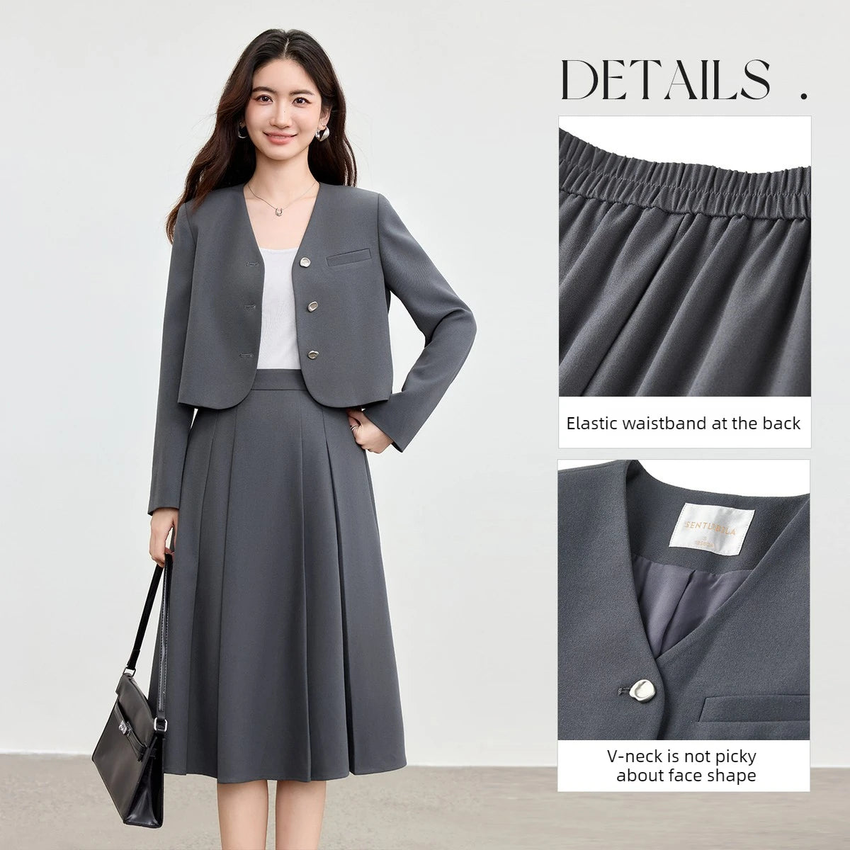 Women's Grey Skirt Jacket | OWNLUXE