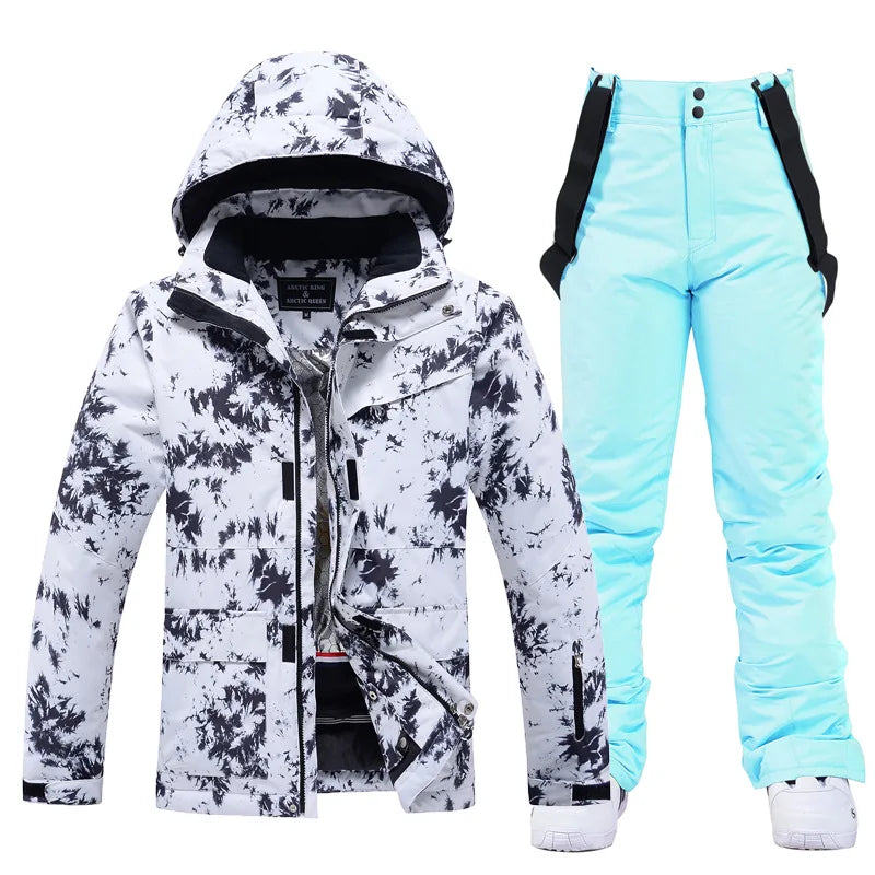 Women’s Thick Warm Ski Suit Set – Waterproof Winter Gear