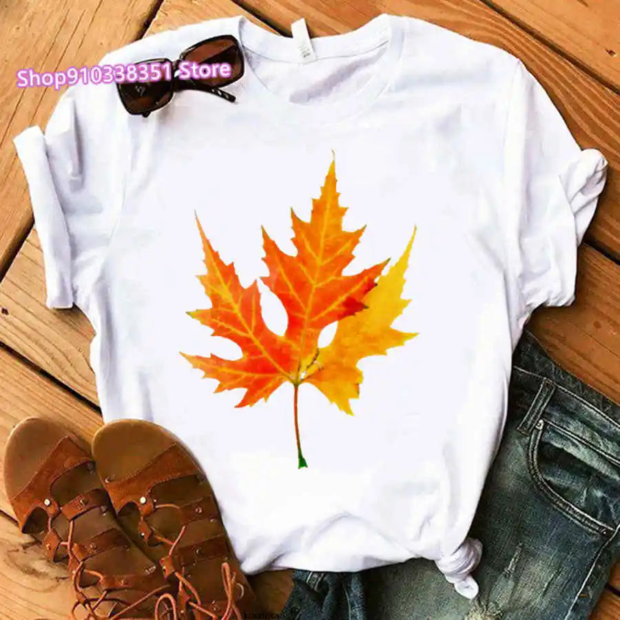 Fashion Canada Maple Leaf Flag Print Women T-Shirt O-Neck Short Sleeve | OWNLUXE