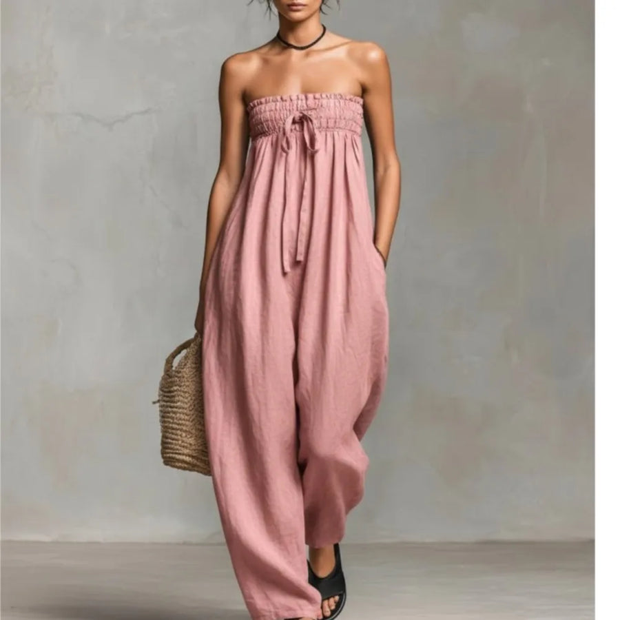 Women's Wide-Leg Strapless Sleeveless Jumpsuit | OWNLUXE