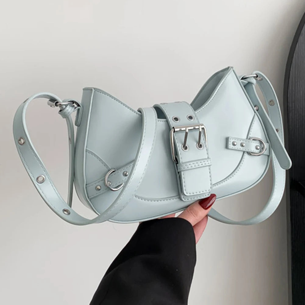 Women's Gothic Crescent Crossbody Bag – Punk Style Hobo Shoulder Bag