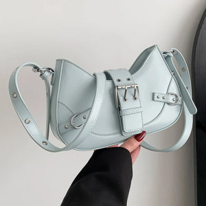 Women's Gothic Crescent Crossbody Bag – Punk Style Hobo Shoulder Bag