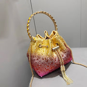 Crystal Bucket Evening Bag (Green Pink) | OWNLUXE