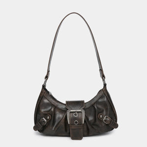 Patent Leather Saddle Bag – Retro Moto Style | Sac Selle en Cuir Verni – Style Rétro Moto