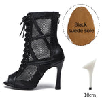 Load image into Gallery viewer, Mesh Zip Dance Ankle Boots – Cuban Heel Ballroom &amp; Latin
