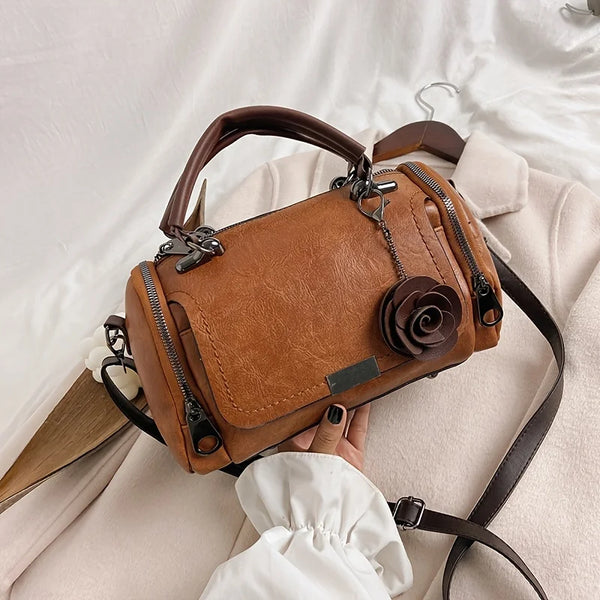 PU Leather Floral Satchel Bag – Shop at OWNLUXE