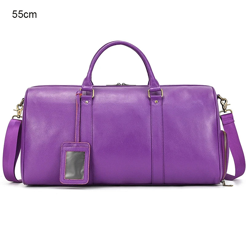 Vintage Leather Travel Duffle – 100% Cowhide | Sac de Voyage en Cuir Véritable