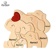 Elephant Family Wooden Art Puzzle DIY Cute Family Member | OWNLUXE