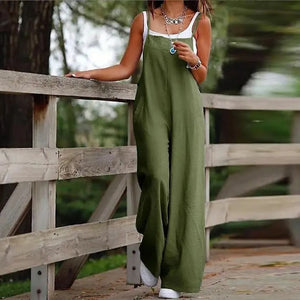 Chic Summer High-Waist Full-Length Jumpsuit – Skinny Casual Romper with Wide Leg Pants