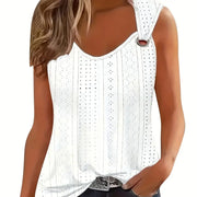 Embroidered V-Neck Sleeveless Tank Top | OWNLUXE