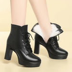 Load image into Gallery viewer, Platform Lace-Up Ankle Boots – Waterproof Winter Style
