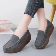 Women's Suede Platform Loafers - Slip-on Flats | OWNLUXE