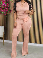 Load image into Gallery viewer, ✨ Women’s Summer 2-Piece Set – Short Sleeve Top &amp; High-Waisted Pants | Ensemble estival 2 pièces pour femme – Haut manches courtes et pantalon taille haute
