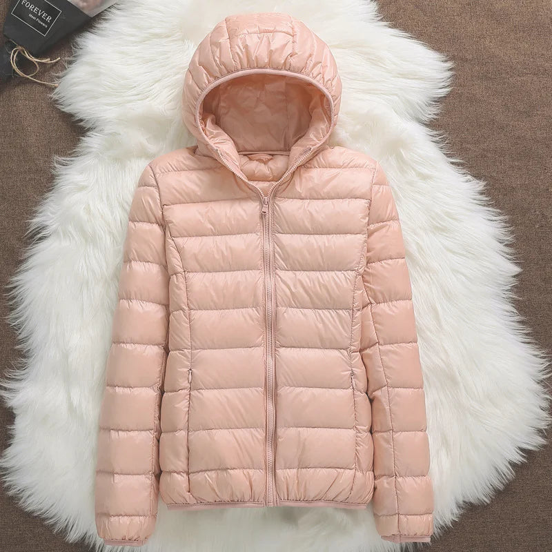 Women's Hooded Jacket (Leather Pink) | OWNLUXE