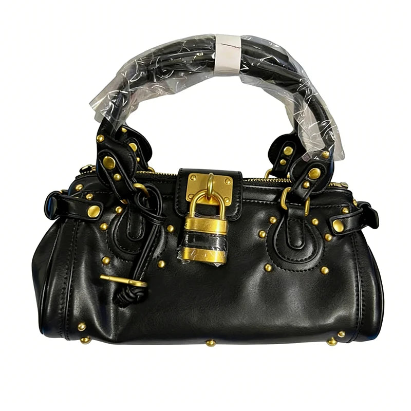 Vintage Lock Design Tote Bag Luxury Women's Handbag Underarm Bag Women's Large Boston Hobo Bag Fashion Texture Business Handbag