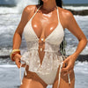 Women's Lace Halter Hollow-Out Bikini Set | OWNLUXE