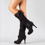 Load image into Gallery viewer, Knee-High Suede Fashion Boots with Stiletto Heel
