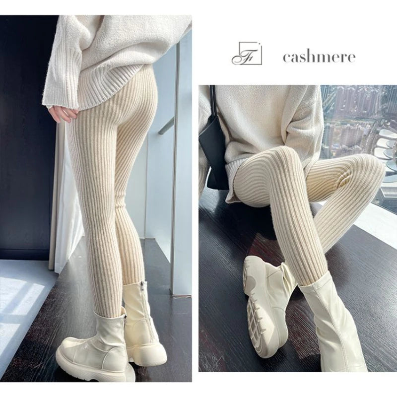 High-Waist Knit Ribbed Thermal Leggings | OWNLUXE