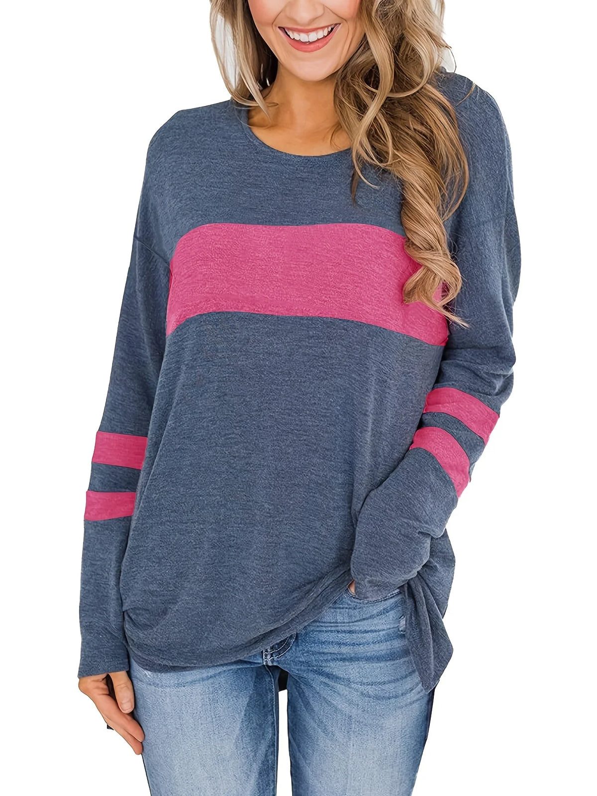 Women's Plus Size Colorblock Stripe Print Tunic T-shirt | OWNLUXE