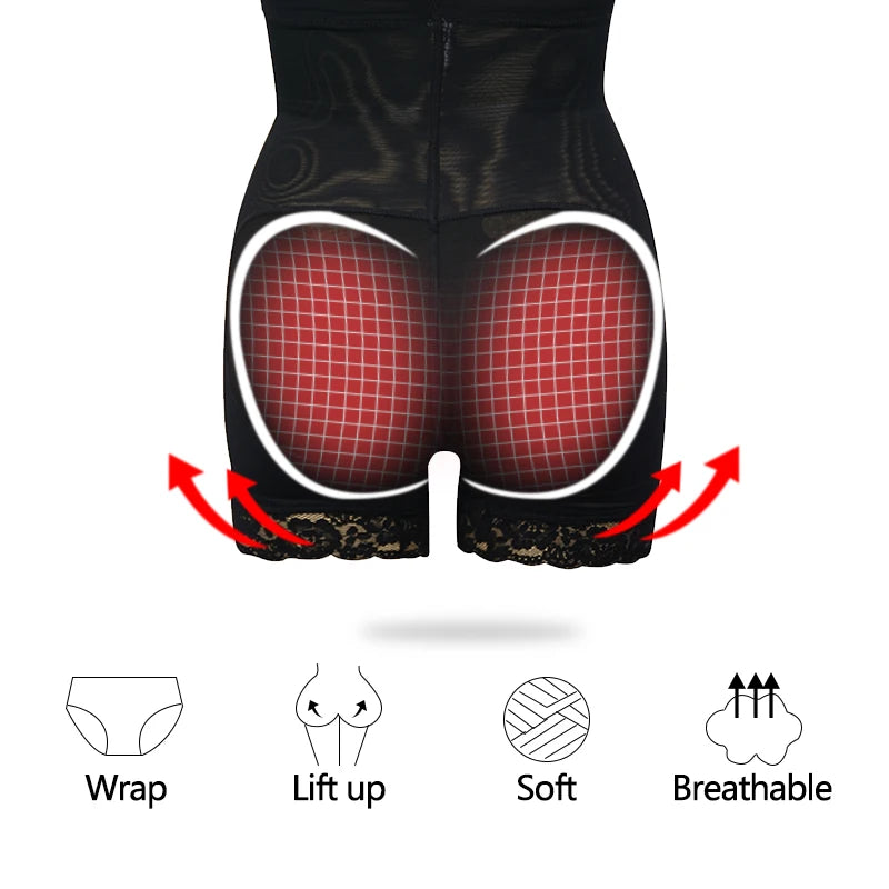 High Waisted Padded Butt Lifter Shapewear - Tummy Control Panty