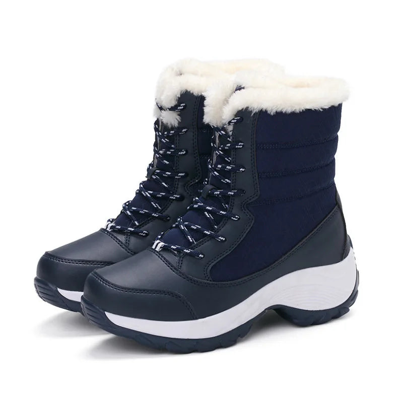 Chic Mid-Calf Winter Platform Boots with Plush Lining