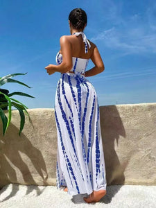Vela Vikinis Sexy Blue 3 Piece Bikini Set with Padded Bra, High Waist Striped Bottoms & Skirt Women's Swimsuit 2025