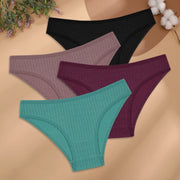 Women's Cotton Low-Rise Briefs 4-Pack | Stripes & Solids | OWNLUXE