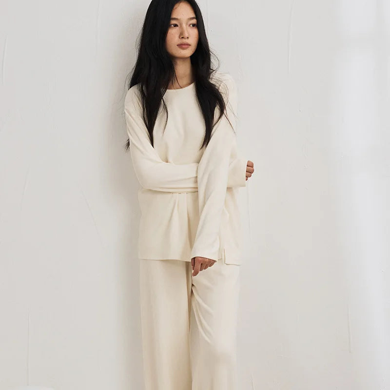 Two-Piece Cotton Pajama Set (Wave Foam Powder) – Shop at OWNLUXE