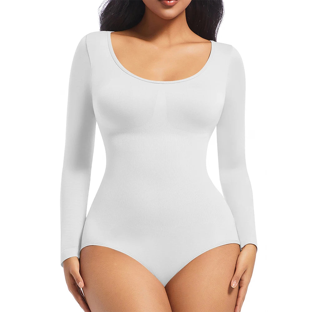 Thong Shapewear Bodysuit Long Sleeve Seamless Waist Shaper