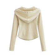 Cropped Hooded Zip-Up Long-Sleeve Jacket | OWNLUXE