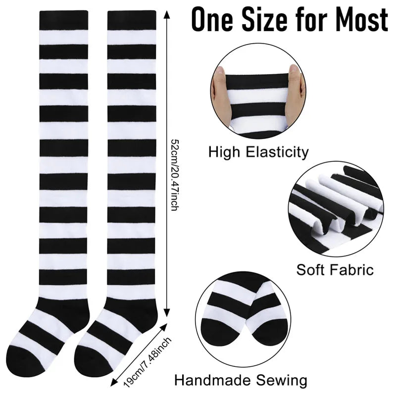 Striped Stockings Japanese Socks (3Pairs-Red Blue Pu) | OWNLUXE