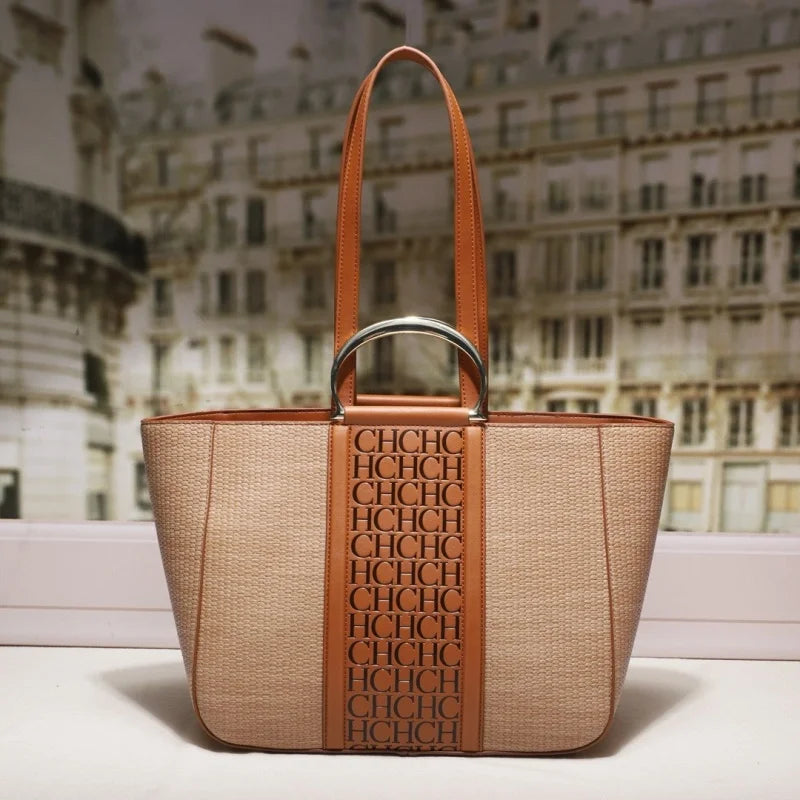 CH Vintage Letter Logo Commuter Tote Bag for Women | OWNLUXE