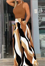 Load image into Gallery viewer, Women’s Printed Two-Piece Set – Sleeveless Top &amp; Wide-Leg Pants
