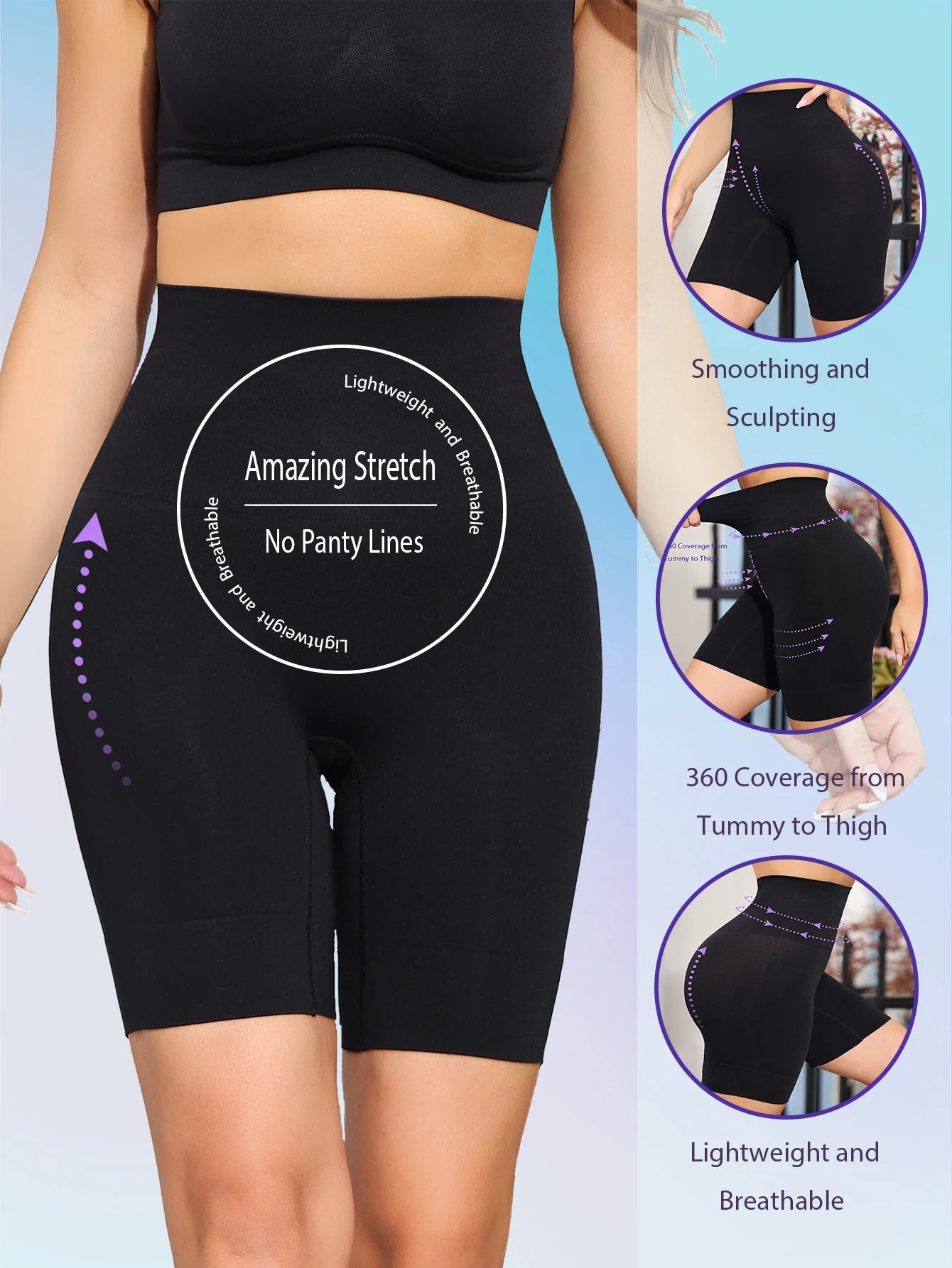High Waist Butt Lifter Shapewear Panties - Tummy Control Boyshorts