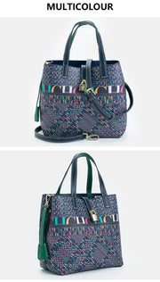 CH Luxury Brand Tote Bag - Italian Letter Print with Lock Design