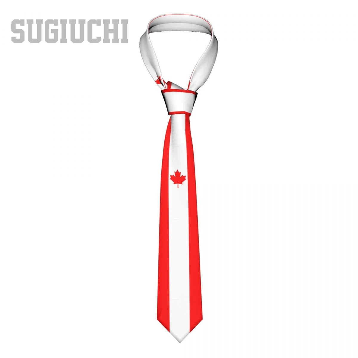 Canada Flag Emblem Neck Tie – Slim Plaid Tie for Wedding, Business & Canada Day