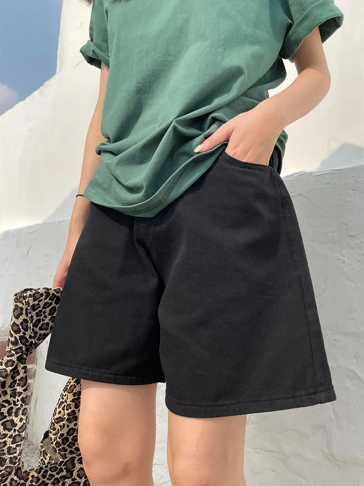 High Waist Denim Shorts – Oversized Wide Leg