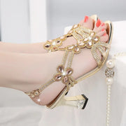Summer Rhinestone Gladiator Sandals – High Heel Party Shoes