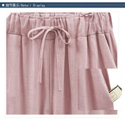 Cotton Linen Pants - Elastic Waist Ankle Length Casual Trousers