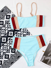 Push-Up Patchwork High-Waist Tankini Set | OWNLUXE