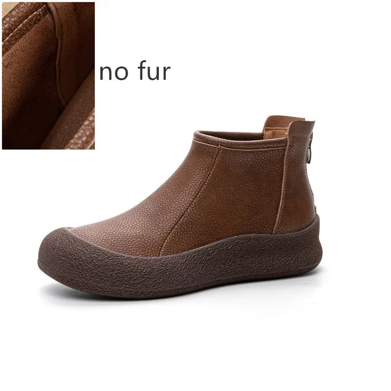 Women's Round Toe Leather Retro Boots – Shop at OWNLUXE