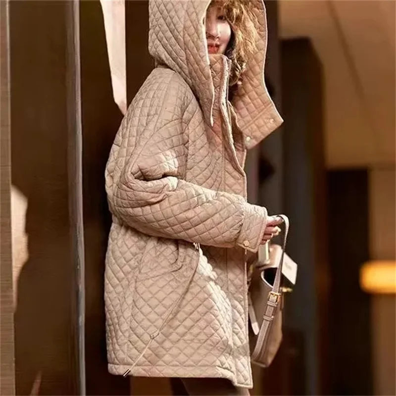 Women’s Long Hooded Winter Coat – Warm, Windproof & Light