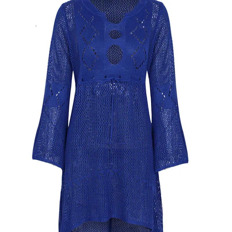 Sexy Cover Up Bikini Women Swimsuit Cover-up Beach Bathing Suit Beach Wear Knitting Swimwear Mesh Beach Dress Tunic Robe