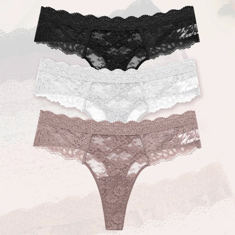 3-Piece Lace Thong Set | OWNLUXE